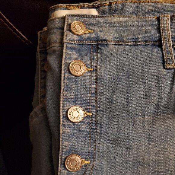 Skinnygirl  High Rise Button Front Cropped Jeans Wide Leg - Picture 6 of 9